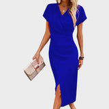 Vilma | Midi haljina s V-izrezom i prorezom prednje strane