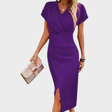 Vilma | Midi haljina s V-izrezom i prorezom prednje strane