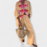 Evalisse – Laneni kostim s uzorkom ribe