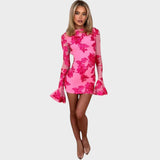 Ivana - Kratka cvjetna haljina sa zvonastim rukavima