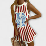 Delara – Mini Haljina s Uzorkom Riba