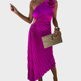 Nika - Elegantna Haljina s Naborima na Ramenu