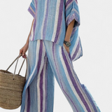 Elegantan set prugaste Daisy u nijansama malve i svijetloplave za sofisticirani izgled