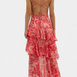 Valentina - Haljina od Chiffona s V-Izrezom i Lepršavim Rukavima